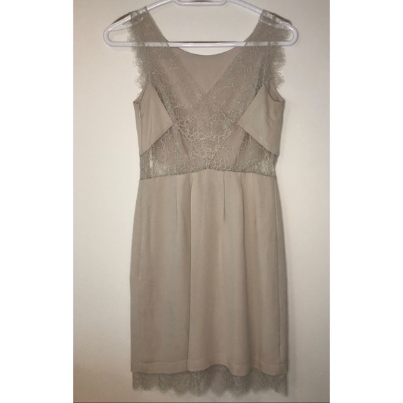 BCBG Max Azria Beige Lace Cutout Dress 0 - Picture 7 of 8